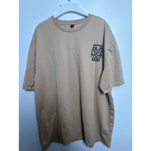 MANFINITY Oversized Graphic T Shirt Tan "It's Never Luck It's Always God"‎ XXL